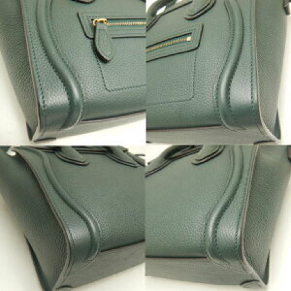 CELINE Luggage 2way Shopper Handbag Calfskin Dark Green - Picture 7 of 9